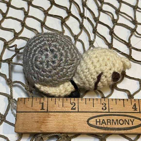 Crochet  Snail Cream & Gray  Lava Bead Essential Oil Diffuser Ornament SK - Picture 4 of 5